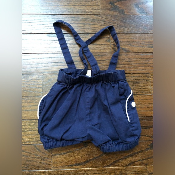 Janie and Jack Layette Boys 0-3 Months Navy Blue Corduroy Overall Formal Shorts - Picture 5 of 6